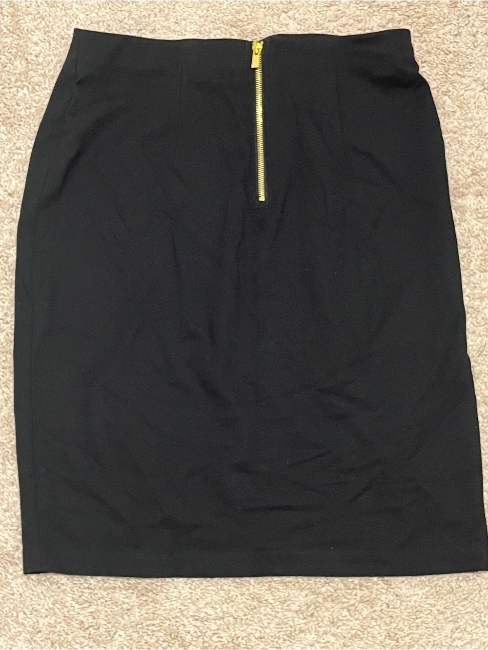 Grace Black Pencil Skirt with Gold Zip Accent